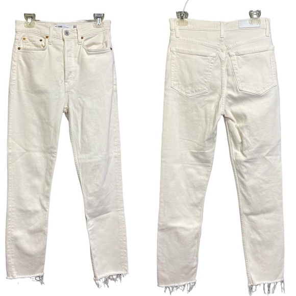 Re/Done High Rise Ankle Crop Jeans in Vintage White sz 27 - Picture 2 of 6